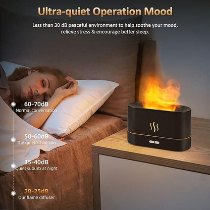 Plastic Flame Diffuser Brightness Humidifier-Auto Off Essential Oil-2 Modes