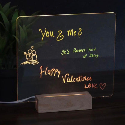 You And Me Writing Lamp - Customizable Acrylic Board with Wooden Base, USB Powered