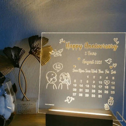 You And Me Writing Lamp - Customizable Acrylic Board with Wooden Base, USB Powered