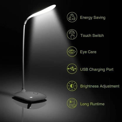 Rechargeable LED Touch Desk Lamp - 3-Level Brightness, Eye Protection, USB Charging